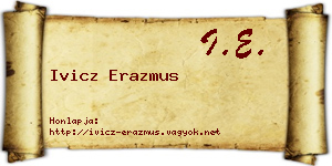 Ivicz Erazmus névjegykártya